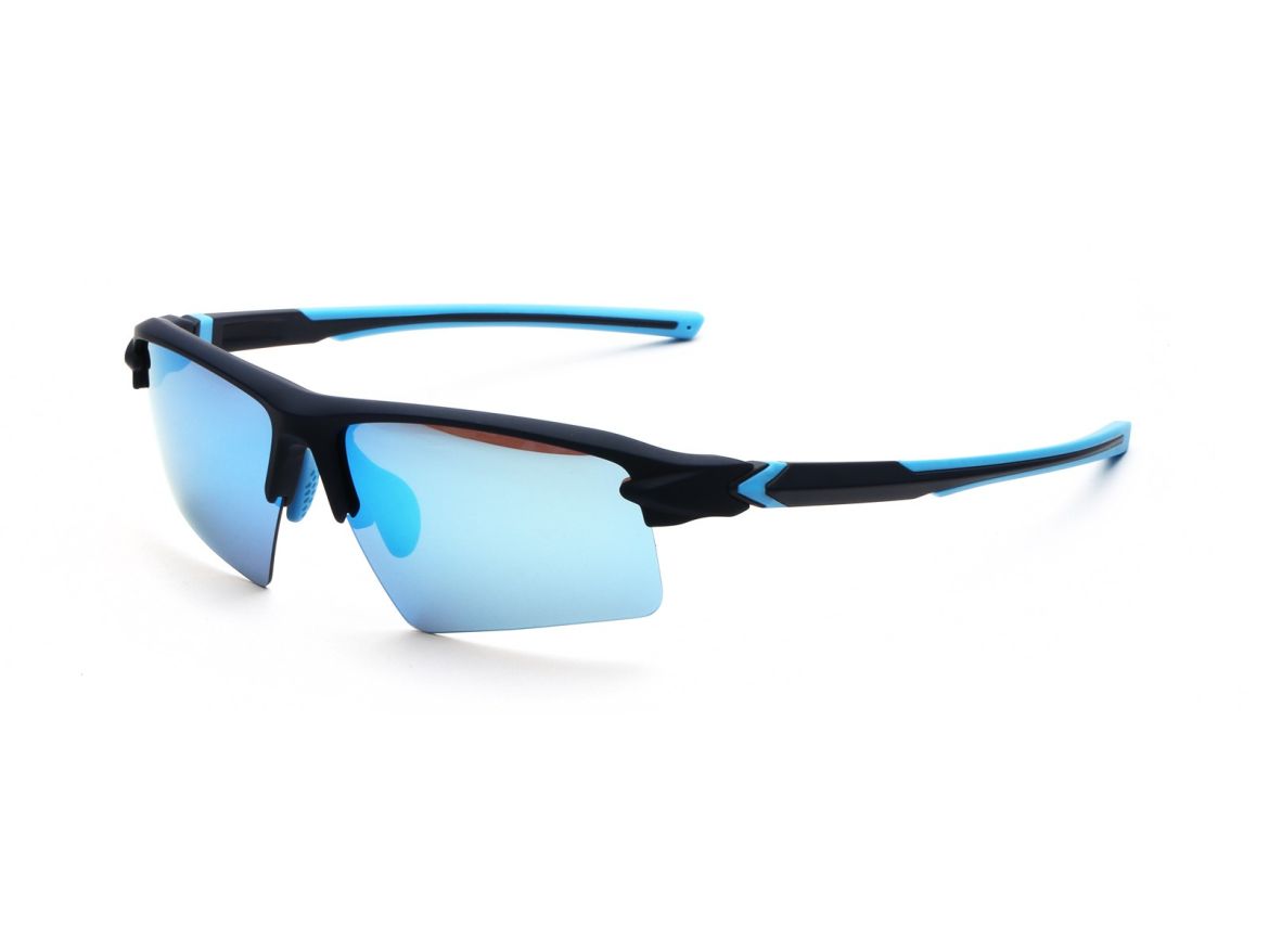 NG510 blue mirror sport sunglasses for cricket Calgary — slim semi-rimless wraparound